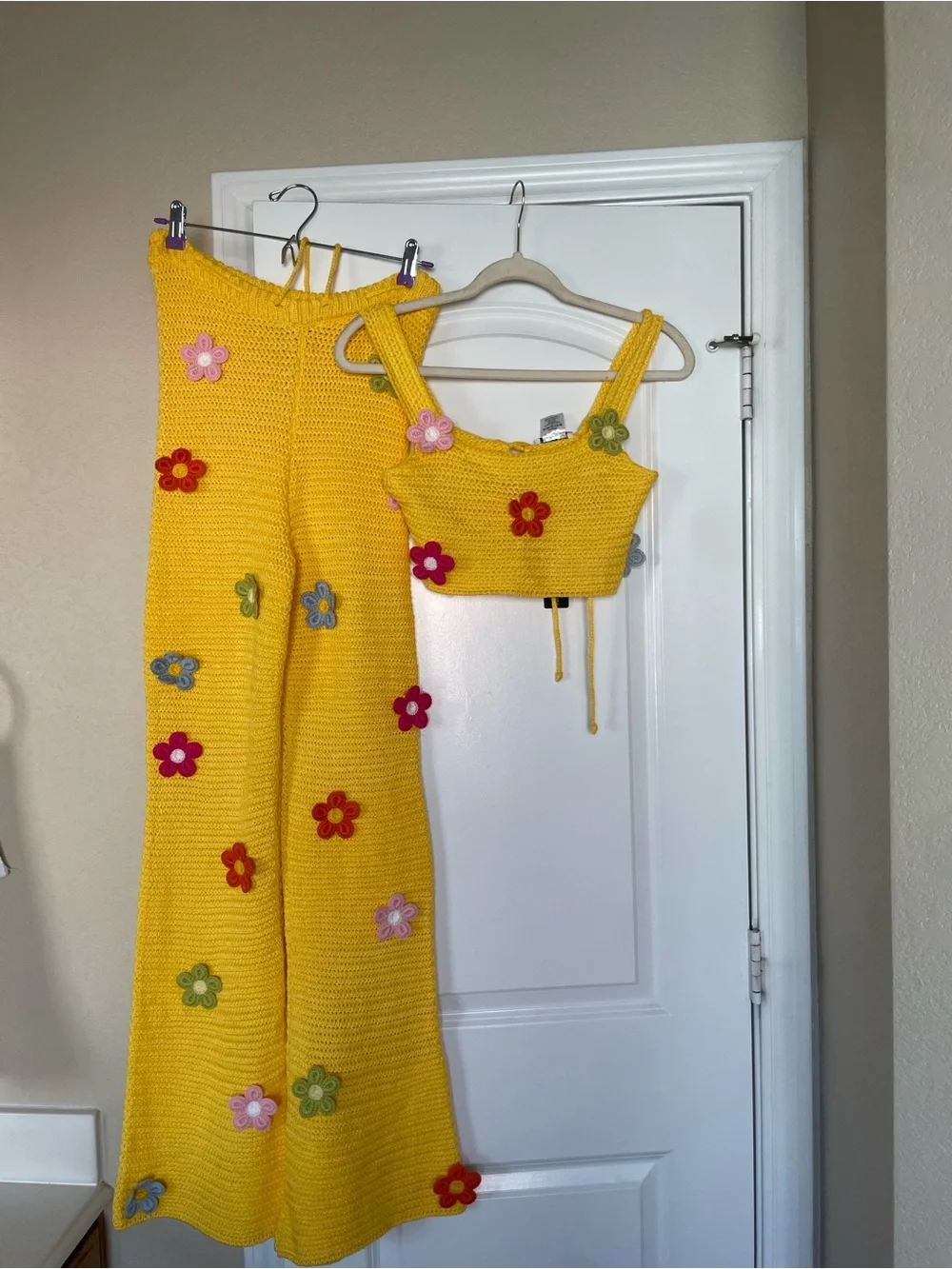 Fashion Nova Yellow Crochet Matching Set